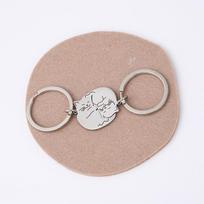 Creative Black & White Cartoon Cat Stainless Steel Keychain Set for Couples