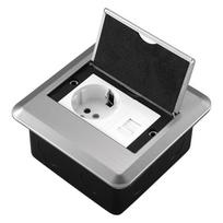 Recessed Stainless Steel Flip-Top Floor Box with CAT6 Network Socket