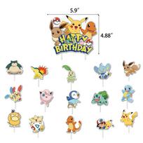 Pikachu Balionų Vėliavėlių Rinkinys Magiška Pokmon Gimtadienio Šventės Dekoracija 16pcs Cake Toppers