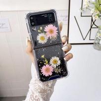 For Samsung Z Flip 3 Case 5g Dried Flowers Transparent Fold Case For Samsung Galaxy Z Flip 4 Zflip4 Shockproof Hard Back Cover Samsung  Z Flip 4