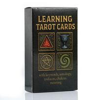 Learning Tarot Cards 10.3*6cm 78 Pcs with Meanings, Rider Waite Tarot Deck with Keywords, Astrology, Zodiac, Chakra Symbols juoda