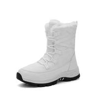 Žieminiai sniego batai moterims Aukštakulniai Lauko pliušiniai Stori padai Vienspalviai Lauko batai Moterims Neslystantys Laisvalaikio Ankle Boots Moterims 37 balta