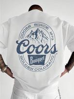 Round neck T-shirt Dark blue Coors mountains with text prints Leisure  Oversized Unisex Harajuku high quality 4XL