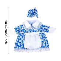 Porch Goose Outfits 23inch Spring Pastoral Dress with Hat Goose Clothes Lawn Ornament Statue Clothing for Garden Yard Decor mėlyna