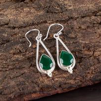 Green Onyx Gemstone 925 Sterling Silver Handmade Jewelry Teardrop Earrings 1.50  EE-14-14