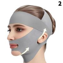 Double-Deck Face Slimming Bandage Face Lifting Belt V Line Face Slimming Strap Double Chin Tightener Slim Strap Facial Mask Tool pilka spalva
