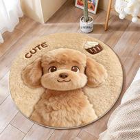 Children’s Round Faux Cashmere Rug - Non-slip Bedside or Study Mat 60*60cm (Thick Cashmere)