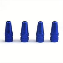 Aluminum Alloy Bicycle Tire Prest Valve Cap MTB Road Bike Covered Protector Road MTB Tyre Dustproof Bike Presta Valve 4pcs mėlyna