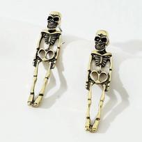 Retro Skeleton Skull Earrings: Halloween Detachable Ear Studs for Couples auksas