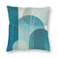 Mid Century Arch Teal Square Pillowcase Polyester Linen Velvet Printed Zip Decor Pillow Case Bed Cushion Cover Peach skin 18*18(CM)-1Pcs