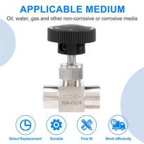 Fresh 1/4 Inch BSP Equal Female Thread SS 304 Stainless Steel Flow Control Shut Off Needle Valve CN
