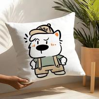 2 Funny Interest Polar Bear Illustrations Pillow Case Home Living Room Decoration Linen Pillowcover Pillow Cases Cushion Cover Peach skin 18*18(CM)-1Pcs