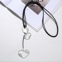 Madingi Boho ilgi megztinio grandinėlės karoliai, moteriški moteriški pakabukai, reguliuojami odiniai karoliai, dovanoti papuošalai 80 cm juoda