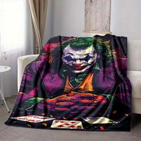 1pc Joker Cards Flannel Throw Blanket Lightweight Soft Warm All Season Blanket for Sofa, Bed, Travel,L1028035 80x120cm