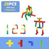 1/21-144 PCS Pipe Building Blocks DIY 3D Race Bricks Educational Toy for Kids Assemble and Insert Play