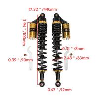 440mm Universalus Motociklo Dalies Galinės Pakabos Amortizatorius Spyruoklė Reguliuojami Amortizatoriai Honda Yamaha Kawasaki Suzuki ATV Keturračiams black