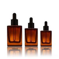 30/50/100ml Flat Square Glass Dropper Bottle, Essential Oil Serum Container, Small Portable Refillable Vial with Pipette 30ml