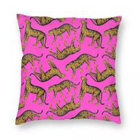 Tigers Magenta And Marigold Square Pillowcase Polyester Linen Velvet Creative Zip Decor Home Cushion Cover Peach skin 18*18(CM)-1Pcs