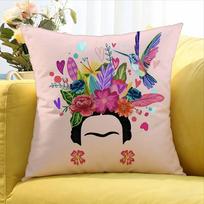 F-Fridaes Design K-Kahlos World Various Sizes Square Pillow Case For Car Home Bedchamber Decor Peach skin 18*18(CM)-1Pcs