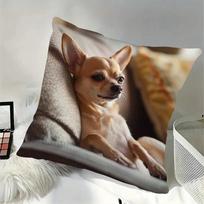 Chihuahua Pillowcase Cute Dog Cushion Cover Pet Lover Home Decor Cozy Living Room Accent Realistic Animal Print 40x40 cm
