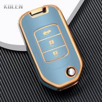 New Tpu Auto Folding Key Fob Cover Case Remote Fit For Honda Civic Hrv Crv Xrv Cr-V Crider Odyssey Pilot Fit Accord Protector Auto Accessories