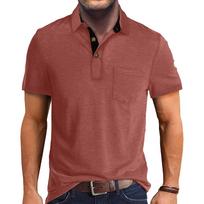 Men's Classic Fit Shirt with Pocket, Short Sleeve Casual Solid Color Collared T-Shirt for Everyday Wear XXL