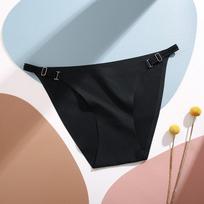 FINETOO „Ice Silk“ be pėdsakų apatinis trikotažas moterims Seksualios, žavios, švelnios žemo juosmens be pėdsakų trikampės kelnės S juoda