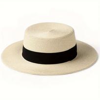 Nauja didelio galvos apimties prancūziška plokščiadugnė šiaudinė skrybėlė moteriška vasarinė top hat didelis dydis padidinta skrybėlė nuo saulės L（58-60cm）