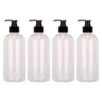 4 vnt. 500 ml skaidrūs pompiniai buteliai Patvarus nešiojamasis dizaino, daugkartinio dizaino šampūno losjono muilo dozatorius, neturintis BPA gryna