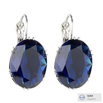 Elegant Oval Cut Crystal Drop Earrings with Silver Plated Setting and Secure Leverback Closure for Women Fashion Jewelry One Size