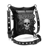 Steampunk Skull Punk Retro Rock Gothic Shoulder Waist Bag Thigh Leg Bag For Ladies Hip Hop Rivet Bag Men Women Style Unisex juoda