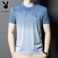 PLAYBOY Men's Gradient Ice Silk Short Sleeve T-Shirt 2XL