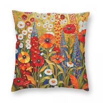 Gustav Klimt Flower Garden Square Pillowcase Polyester Linen Velvet Printed Zip Decor Pillow Case Bed Cushion Cover Peach skin 18*18(CM)-1Pcs
