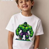 2026 Vaikų Hulk Superherojus Marškinėliai Berniukui Animacinių Filmų Rašto Marškinėliai Vasaros Vaikams Grynos Medvilnės Trumpomis Rankovėmis Laisvalaikio Viršutinė Dalis 100