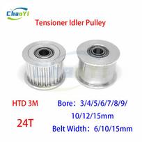 HTD 3M 24Teeth Idler Pulley Tensioner Bore 3/4/5/6/7/8/9/10/12/15mm Fit Belt Width 6/10/15mm Bearing Guide Synchronous Wheel 3M Fit belt width 6mm
