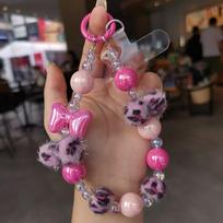 Short Hairball Phone Hanging Chain Anti-lost Girls Phone Pendant  New Year Gifts rožinė
