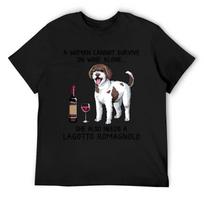 Lagotto Romagnolo dog and wine Funny gift for dog mom T-Shirt Man t-shirt tees animal prinfor boys compression shirt men S juoda