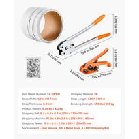 SucceBuy Banding Strapping Kit Heavy Duty Banding Sealer Tool with 330 ft Length PP Band 100 Metal Seals for Warehouse/Shipping white