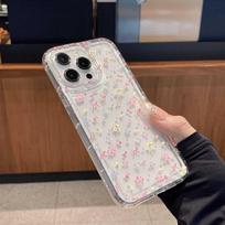 INS cute floral apple 15 mobile phone case iphone14promax transparent soft rubber 13/12/11 anti-drop xr apple 15promax