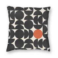 Geometric Midcentury Bauhaus Square Pillowcase Polyester Linen Velvet Printed Zip Decorative Pillow Case Sofa Cushion Cover Peach skin 18*18(CM)-1Pcs