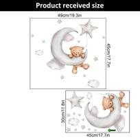 2/1Pcs Wall Stickers Wall Art Decor Cartoon Bear Moon and Stars Color Self Adhesive Stickers for Kids Room Baby Room Wall Decals
