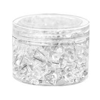 100/200/500 vnt. Skaidrūs stalo segtukai, permatoma plastikinė galvutė, metalinis smaigalys kamštinei lentai, biuro skelbimų lentai 100 white