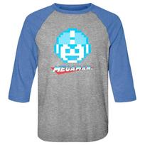Megaman Pixel Face Men Raglan Shirt M