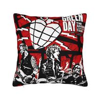 Band Green Day (2) Pillowcases Vintage Pillow Case For Sofa Home Decor Soft Pillow Cover Peach skin 18*18(CM)-1Pcs
