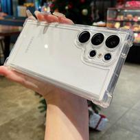 Prabangus skaidrus dėklas, skirtas Samsung Galaxy S24 S23 S22 Ultra Plus S23 FE minkštas buferio kameros apsaugas skaidrus kietas akrilinis dangtelis For Samsung S24 gryna