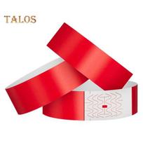 100Pcs Synthetic Paper Wristbands Disposable Waterproof Wrist Strap Event Bands Replacement Wristband Set Identification Bracelets for Amusement Park raudona