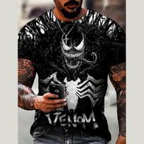 Vasaros 3D spausdinti vyriški Marvel Venom vyriški marškinėliai drabužiai laisvalaikio marškinėliai madingi šaunūs vyriški streetwear viršus 2XL black