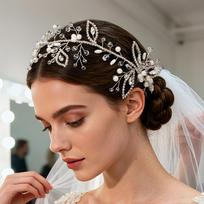 Gold/Silver Flower Hair Comb Rhinestone Headpiece Comfortable To Wear Bridesmaid Headwear  Party Style4