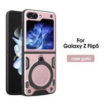 Applicable to Samsung Z FliP7 Jiashang magnetic mobile phone case creative folding Z FLIP6 bracket anti-drop protective case Z FliP7 rožinio aukso spalvos