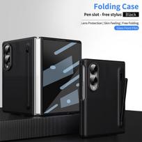 Skirta Samsung Galaxy Z Fold8 dėklas prabangus odos pojūtis sulankstomas integruotas rašiklio laikiklis su grūdintu plėvele Dangtelis Skirta ZFold 8 WIDE Funda Galaxy Z Fold 8 Wide gray